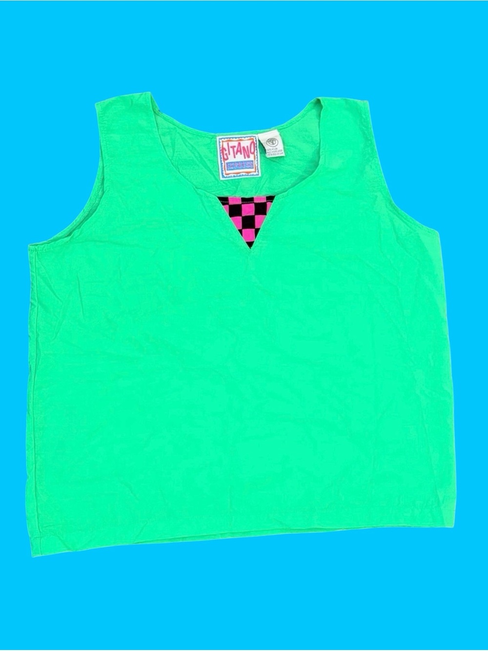 Vintage 90s Gitano Lime Green Tank Top Small